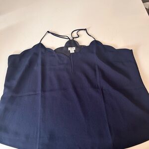 J Crew Navy Blue Scalloped Tank Top